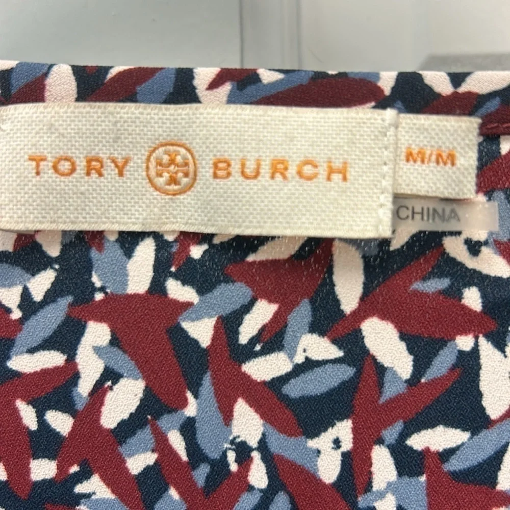 TORY BURCH Red Agate Confetti Blouse Top  Size  M